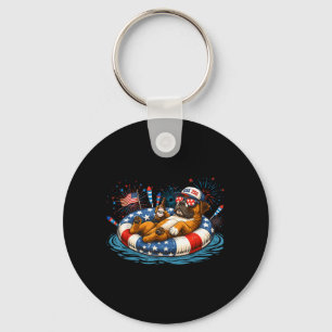 Lustige patriotische Boxer-Bier-Schwimmhilfe USA-F Schlüsselanhänger