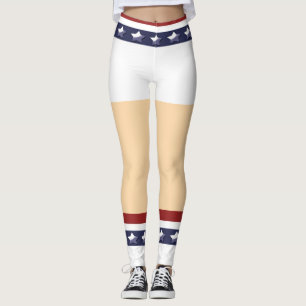 Lustige patriotische Cheerleaderbein-Sternstreifen Leggings