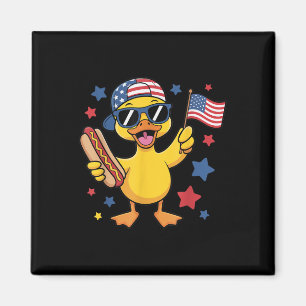 Lustige patriotische Ente USA-Flagge 4. Juli Hotdo Magnet