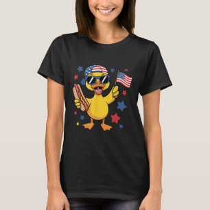 Lustige patriotische Ente USA-Flagge 4. Juli Hotdo T-Shirt