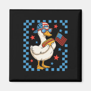 Lustige patriotische Ente USA-Flagge Hot Dog 4. Ju Magnet