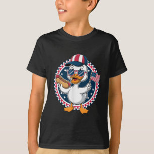 Lustige patriotische Ente USA-Flagge Hot Dog 4. Ju T-Shirt