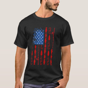Lustige patriotische Fischer USA Amerikanische Fla T-Shirt