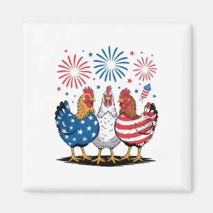 Lustige patriotische Hühner USA-Flagge 4. Juli chi Magnet