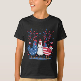 Lustige patriotische Hühner USA-Flagge 4. Juli chi T-Shirt