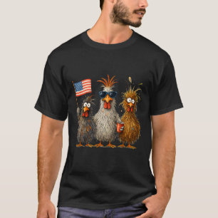 Lustige patriotische Hühner USA-Flagge 4. Juli chi T-Shirt