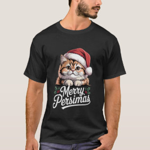Lustige Perserkatze Weihnachtsmann Hut Weihnachtsb T-Shirt