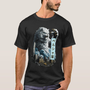 Lustige Perserkatze Weiße Katze Kaiju Monster Japa T-Shirt