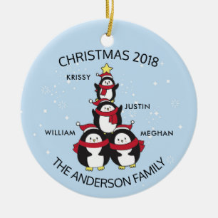 Lustige Personalisierte Familie Von 4 Pinguinen We Keramik Ornament