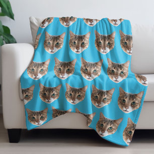 Lustige personalisierte Katzen-Gesicht-Flanelldeck Fleecedecke