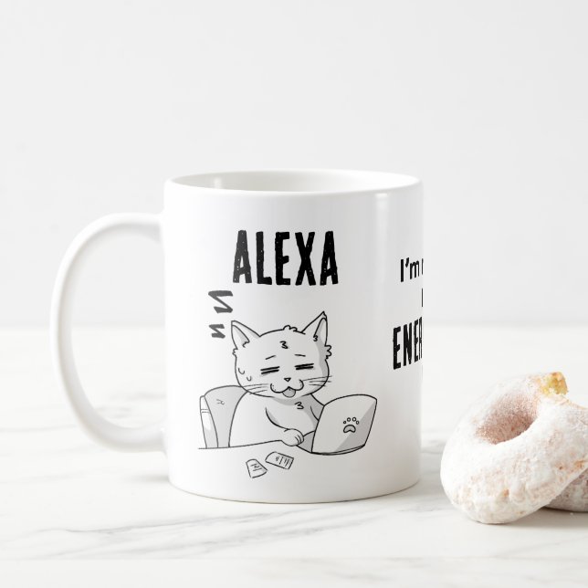 Lustige personalisierte Katzen-Kaffeetasse Kaffeetasse (Mit Donut)