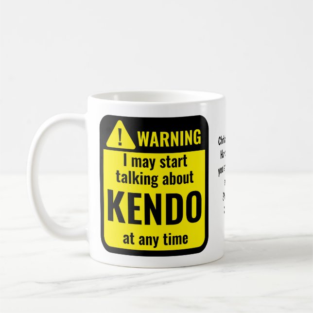 Lustige personalisierte Kendo-Warnung Kaffeetasse (Links)