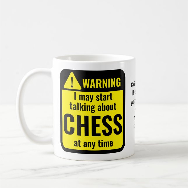 Lustige personalisierte Schachwarnung Kaffeetasse (Links)
