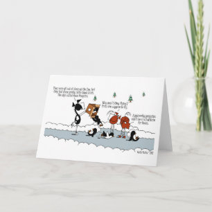 Lustige Pferde-u. Penguin-Winter-Cartoon-Karte Feiertagskarte