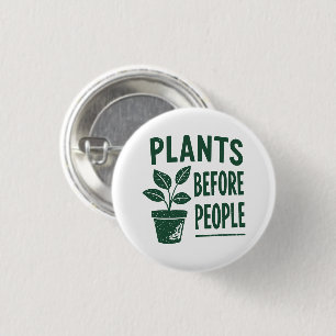 Lustige Pflanzen vor Menschen Vintage-Tintenstempe Button