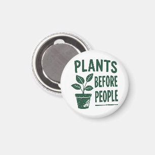 Lustige Pflanzen vor Menschen Vintage-Tintenstempe Magnet