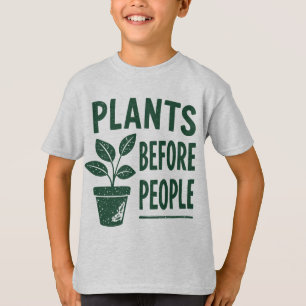 Lustige Pflanzen vor Menschen Vintage-Tintenstempe T-Shirt