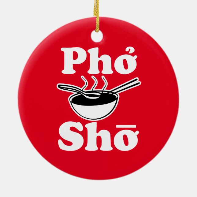 Lustige Pho Sho Weihnachtsverzierung Keramikornament (Hinten)