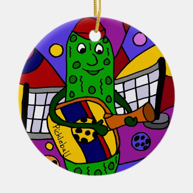Lustige Pickleball abstrakte Kunst-Vorlage Keramikornament (Vorne)