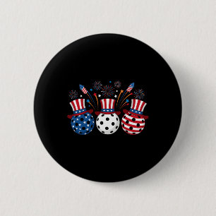 Lustige Pickleball Feuerwerk Amerikanische USA-Fla Button