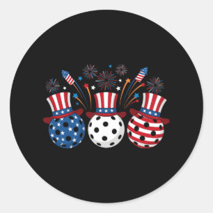 Lustige Pickleball-Feuerwerke Amerikanische USA-Fl Runder Aufkleber