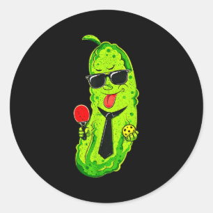 Lustige Pickleball-Gurke mit Krawatte & Sonnenbril Runder Aufkleber