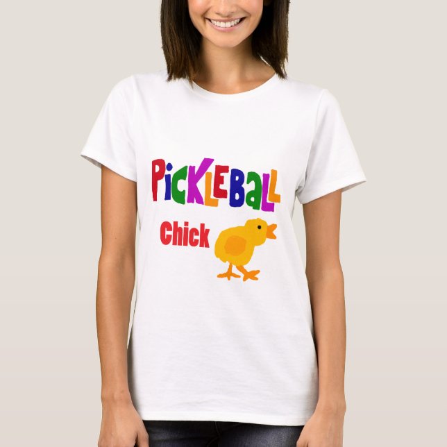 Lustige Pickleball Küken-Kunst T-Shirt (Vorderseite)