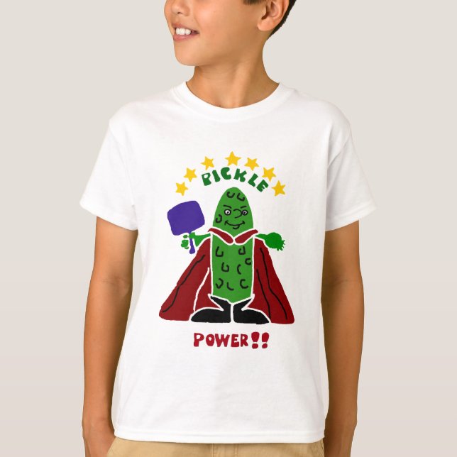 Lustige Pickleball Superheld-Essiggurke T-Shirt (Vorderseite)