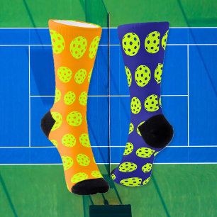 Lustige Pickleball Ungerade Blau Orange Socken