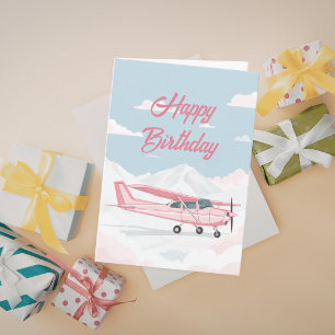 Lustige Pilotin Geburtstag Rosa Cessna Luftfahrt Karte