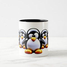Lustige Pinguin-Aufstellung Zweifarbige Tasse