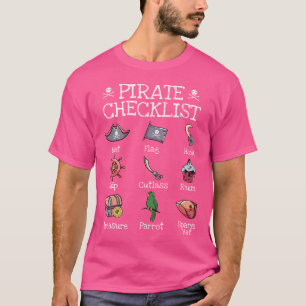 Lustige Piraten Piraten-Checkliste Cutlass Schädel T-Shirt
