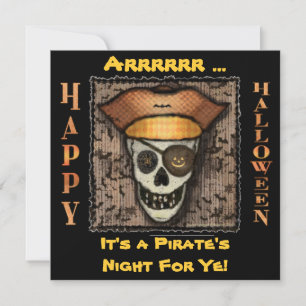 Lustige Piratenschädel-Halloween-Party-Einladung Einladung