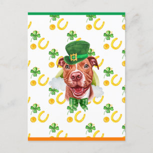 Lustige Pitbull Shamrock St. Patricks Day Feiertagspostkarte