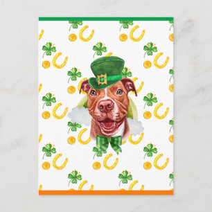 Lustige Pitbull Shamrock St. Patricks Day Feiertagspostkarte