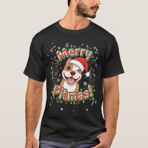 Lustige Pitbull-Weihnachtsgrafik Weihnachten Santa T-Shirt