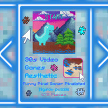 Lustige Pixel Gamer Pixelart-Dinosaurier-Illustrat