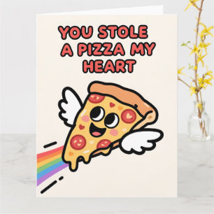 Lustige Pizza Liebe Bunte Valentinskarte Karte