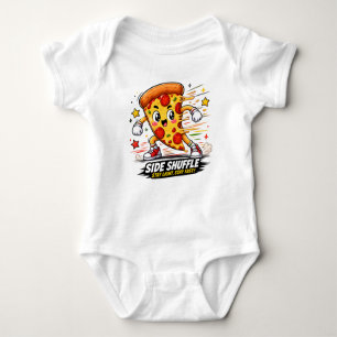 Lustige Pizza-Seit-Shuffle-Workout-Cartoon-Mascott Baby Strampler