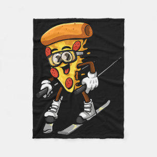 Lustige Pizza Ski Käse Pie Foodie Skifahren Instru Fleecedecke