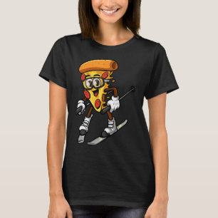 Lustige Pizza Ski Käsiger Kuchen Foodie Skifahren T-Shirt