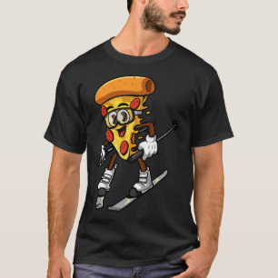 Lustige Pizza Ski Käsiger Kuchen Foodie Skifahren T-Shirt