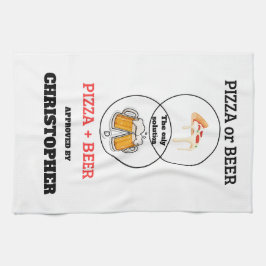 Lustige Pizza und Bier Venn-Diagramm Namens-Kitc Geschirrtuch