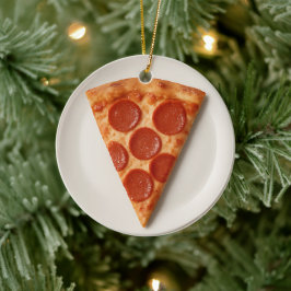 Lustige Pizzascheibe – Personalisiertes Weihnachts Keramik Ornament