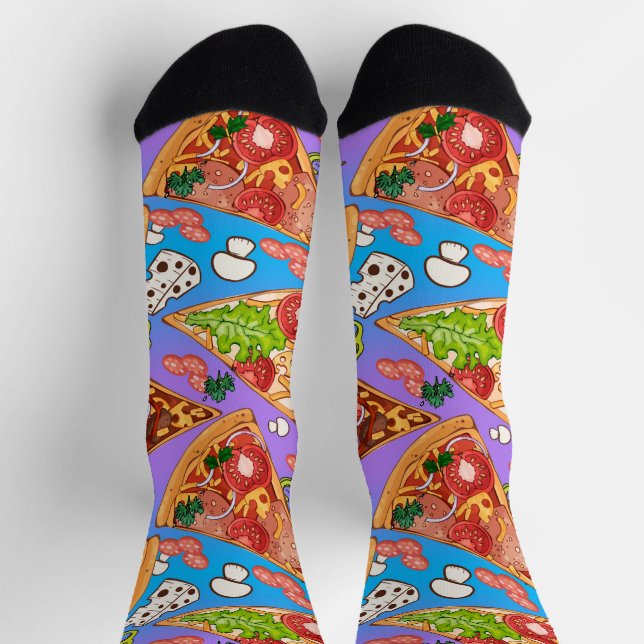 Lustige Pizzastücke Socken (Oben)