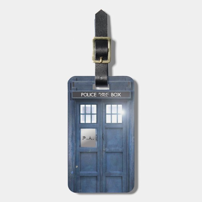 Lustige Polizei-Kastenreisende mit Monogramm Gepäckanhänger (Vorderseite vertikal)