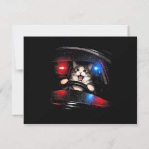 Lustige Polizei Katze fährt Auto Vintage Katze Mem Save The Date