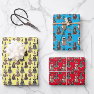 Lustige Pony 3 Farben Geschenkpapier Set