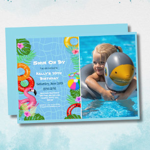 Lustige Pool-Foto-Party-Schwimm-Geburtstags-Einlad Einladung