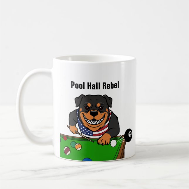 Lustige Pool Hall Rebel Rottweiler Kaffeetassen (Links)